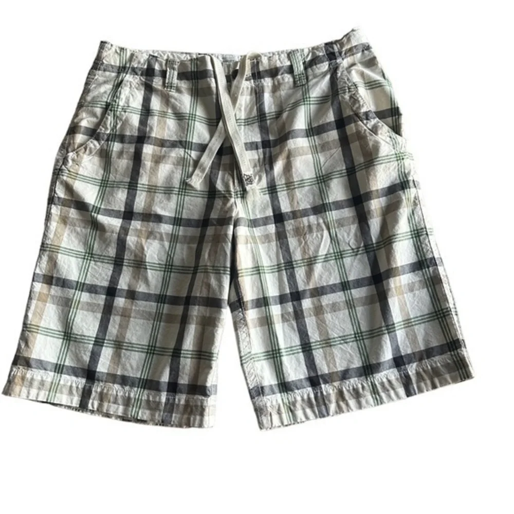 Aeropostale Flat Front Plaid Shorts - Mens Size 38 - Green